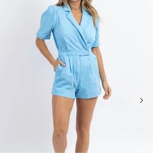 Blue day+moon Hendrix’s Denim puff sleeve romper